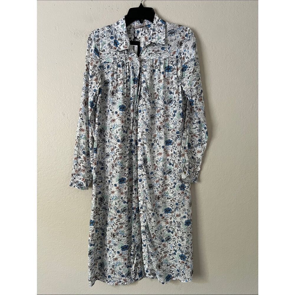 NWT REFKA Floral Button-Front Long Shirt Dress in Size 40